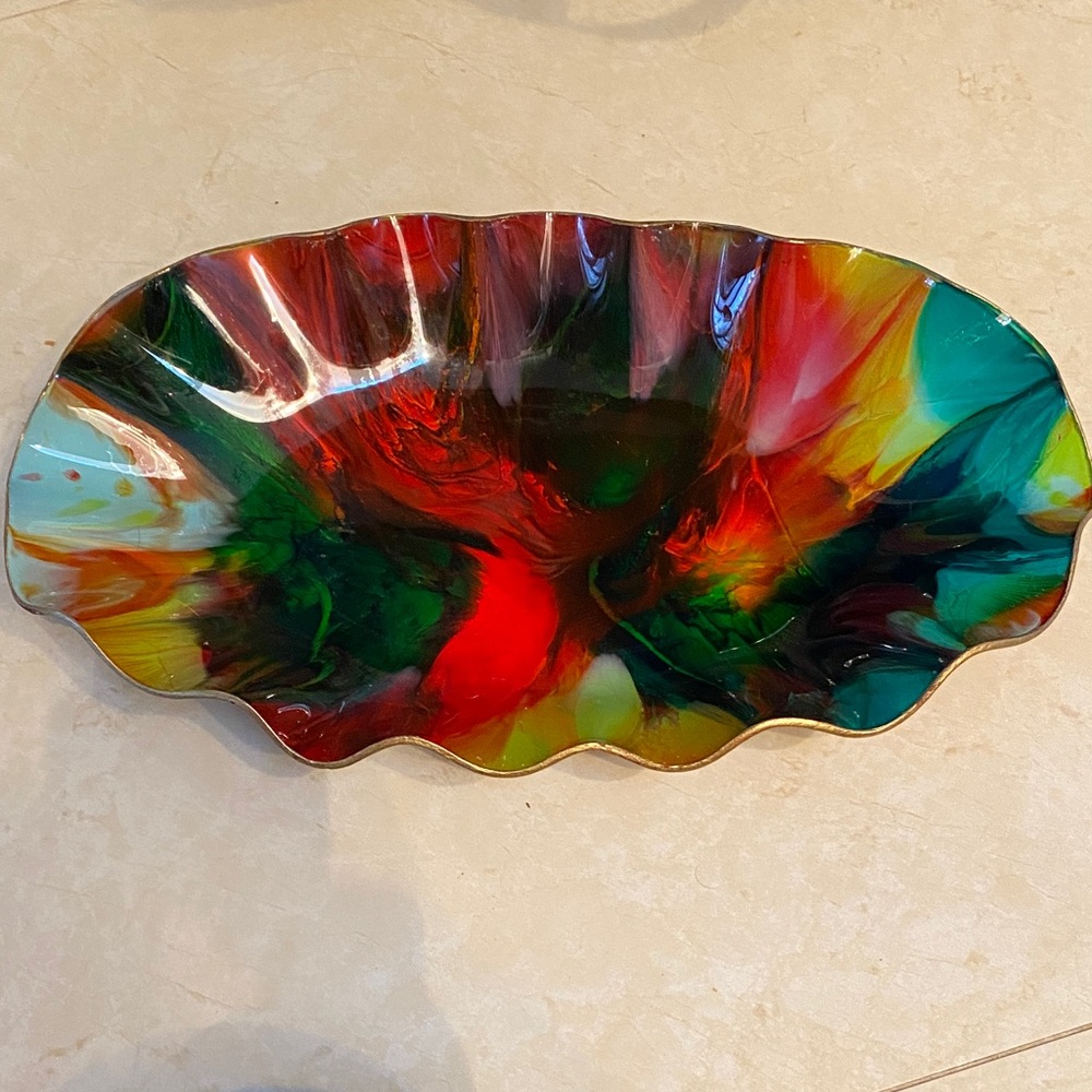 Vtg Seetusee 16 X 9.5” Large  Glass Scalloped Edge Bowl Portage La Prairie